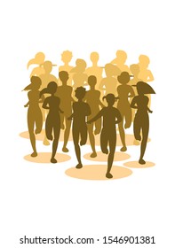 Women and men running design, Healthy lifestyle Fitness bodybuilding bodycare activity and exercisetheme Vector illustration