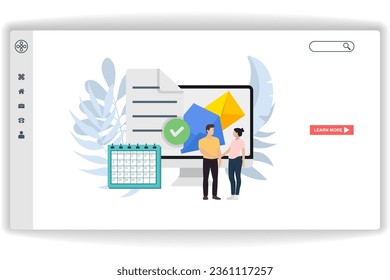 Women and men shaking hands. website page Agreement. Modern flat design concept of web page design for website and mobile website