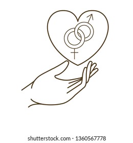 women and men symbol with hands avatar character