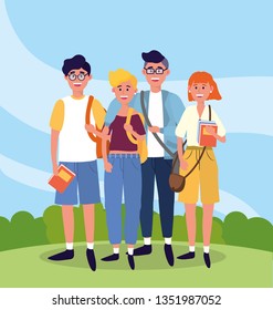 women and men university with casual clothes