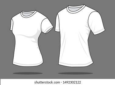 Women & Men White T-Shirt for Template
: Perspective View