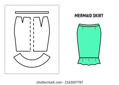 Women mermaid skirt pattern. Vector illustration image.