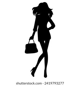 women model silhouette different posing on a white background
