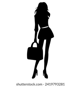 women model silhouette different posing on a white background