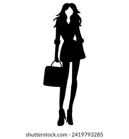 women model silhouette different posing on a white background