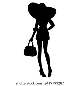 silueta de modelo femenino diferente posando sobre fondo blanco