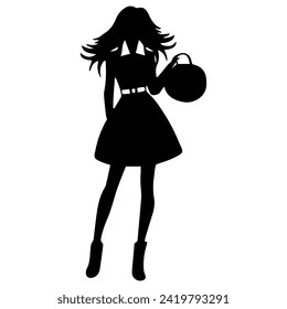 women model silhouette different posing on a white background