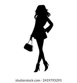 women model silhouette different posing on a white background