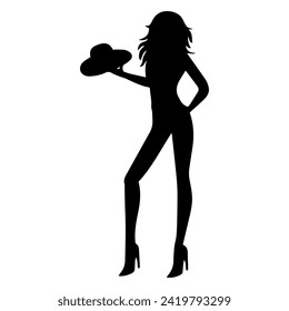 women model silhouette different posing on a white background