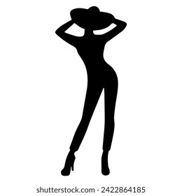 women model silhouette different posing on a white background