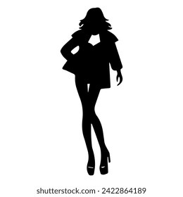 women model silhouette different posing on a white background