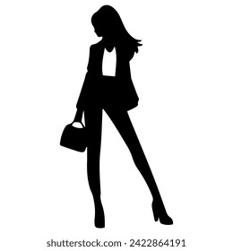 women model silhouette different posing on a white background