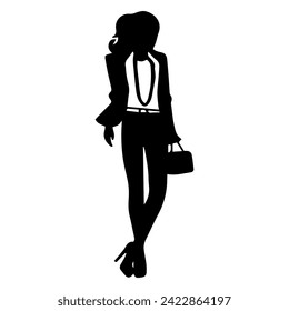 women model silhouette different posing on a white background