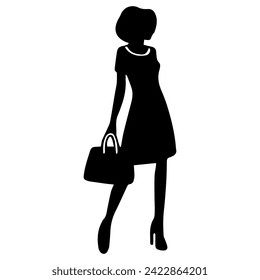 women model silhouette different posing on a white background