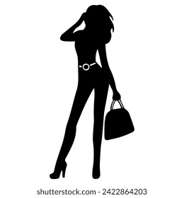 women model silhouette different posing on a white background