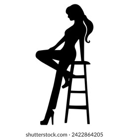 women model silhouette different posing on a white background