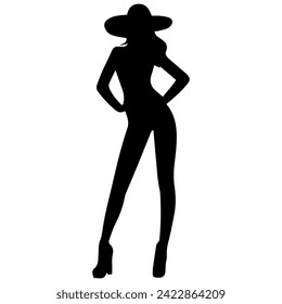 women model silhouette different posing on a white background