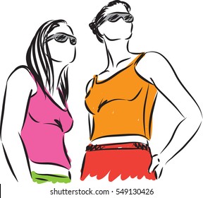 women modeling vector illustration
