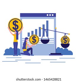 women money website online shopping vector illustration