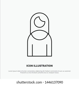Women, Mother, Girl, Lady Vector Line Icon