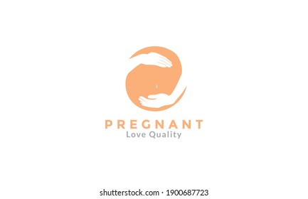 women or mother with pregnant hold logo symbol icon vector graphic design 