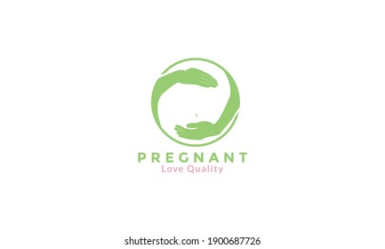 women or mother with pregnant hold logo symbol icon vector graphic design 