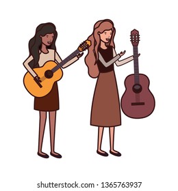 women with musical instruments character