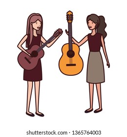 women with musical instruments character