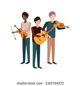 women with musical instruments character