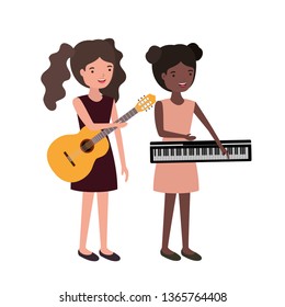 women with musical instruments character