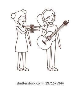 women with musical instruments character