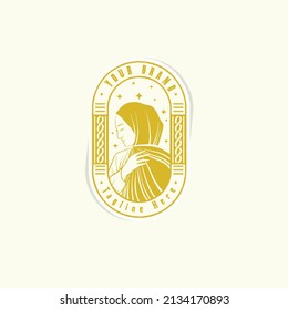 women muslim fashion mascot logo vector illustration 