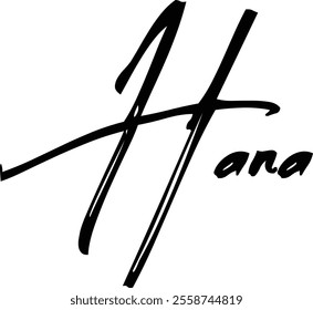 Women Name Hana in Brush Typography Text