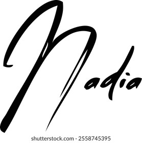 Women Name Nadia in Brush Typography Text
