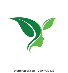 women nature logo, leaf logo design