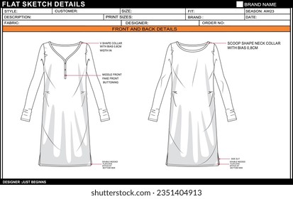 WOMEN NIGHTY FLAT SKETCH FASHION TEMPLATE TECHNICAL DRAWING ILLUSTRATION