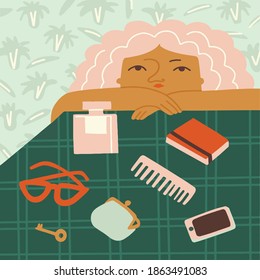 Women Objects accessories illustration in vector.