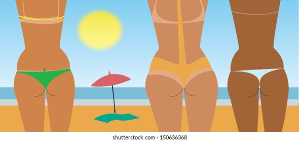women on beach