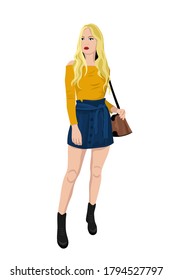 Women on high heels dressed in stylish trendy clothes, fashion girls, models wearing modern casual office style - trouser suit, jacket vector female cartoon characters, vector illustration