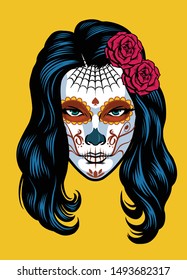 women on sugar skull make of dia de los muertos