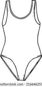 Women Onepiece Swimsuit Swimwear Template Linear Stock Vector (Royalty ...