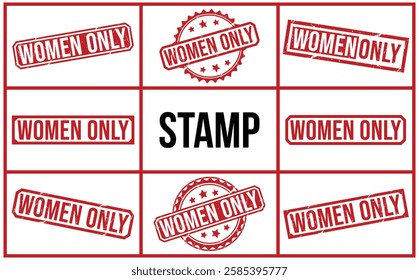 WOMEN ONLY rubber stamp vector illustration on white background