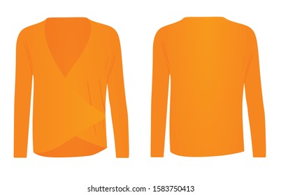 Women orange long sleeve shirt. vector illustration