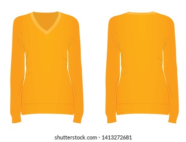 Women orange long sleeve t shirt. vector illustration