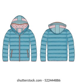 Women Outdoor Puffer Jacket Vector Template