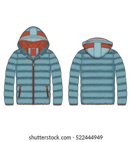 Women Outdoor Puffer Jacket Vector Template