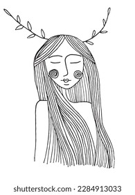 Women outline illustration vector image. Hand drawn female silhouette sketch image artwork. Simple original logo icon from pen drawing sketch.