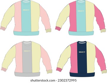 women oversize block sweatshirt template