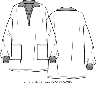 Women Oversize Collared Tunic Template