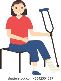 Mulheres com Dor e Lesão. Isolado no fundo branco. Ilustração de caractere de desenho animado de vetor